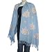 Blue Stoles Wool with Flower Embroidery 80 x 27 inches (esrf036)