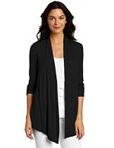 AGB Women's Rj 3/4 Sleeve Cozy 2fer With Asymmetrical Ruffle Inset