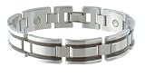 Sabona 35175 Executive Stainless/Black Magnetic Bracelet, Large