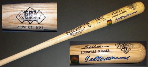 Ted Williams Autographed Bat Limited Edition Boston Red Sox Authenticity from Ted's Family Company (Unframed)