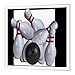 3dRose ht_16304_3 Bowling Ball and Pins-Iron on Heat Transfer for Material, 10 by 10-Inch, White