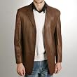 BGSD Men's Classic Three-Button Lambskin Leather Blazer - Regular, Tall, Big, Big & Tall
