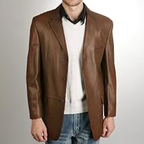 BGSD Men's Classic Three-Button Lambskin Leather Blazer - Regular, Tall, Big, Big & Tall