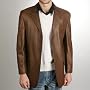 BGSD Men's Classic Three-Button Lambskin Leather Blazer - Regular, Tall, Big, Big & Tall