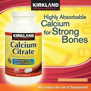 Kirkland SignatureTM Calcium Citrate With Vitamin D, Magnesium and Zinc 300 Tablets