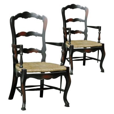 French Country Ladderback Arm Chair - Set of 2