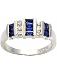14K White Gold Sapphire and Diamond Ring -- LIFETIME WARRANTY