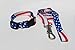 Dog Leash , Dog Collar - Patriotic USA Set, Adjustable Collar, Small to Large , Matching Leash (Stars and Stripes Wavy Stripes)
