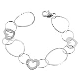14 Karat White Gold 7 Inch Heart Contempo Bracelet