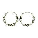 Silver Bali Style Hoop Earrings