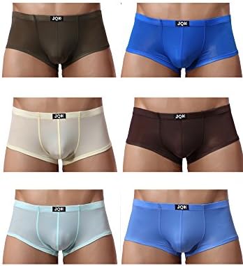 Mens Classic Underwear Sexy Ice Silk Boxer Briefs Single Or Pack (L, MULTI PACK OF 6)