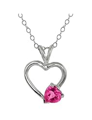 1.00 Ct Pink Topaz 6mm Sterling Silver Heart Shape Pendant With 18" Silver Chain