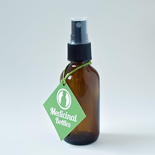 Amber Glass Spray Bottle with Black Mist Sprayer 2 oz (Pack of 2)