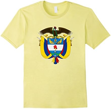 Men's Colombia Coat Of Arms Colombian Emblem Symbol T-Shirt Small Lemon