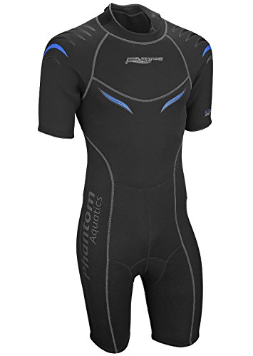 Phantom Aquatics Men's Marine Shorty Wetsuit, Black/Blue, XX-Large