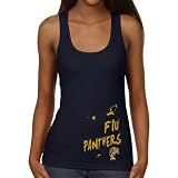 NCAA Florida International Golden Panthers Ladies Paint Strokes Junior's Ribbed Tank Top - Navy Blue (Small)