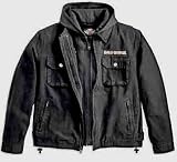 Harley Davidson Men's Roadhouse 3-in-1 Canvas Jacket--LIMITED EDITION, NEW for 2009. Water-resistant, 100% cotton canvas jacket features a snap-down collar and a fixed poly mesh lining. The removable vest can be worn separately. Embroidered Harley-Davidson graphics on left chest and back of jacket. Vest has direct embroidery on chest. 97450-09VM