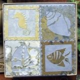Beach Seahorse, Sailboat, Seashell, Fish Natural Slate Coasters - Set of 4 - Perfect Gift!