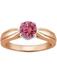 0.90 Ct Round Pink VS2/SI1 Diamond 18K Rose Gold Ring