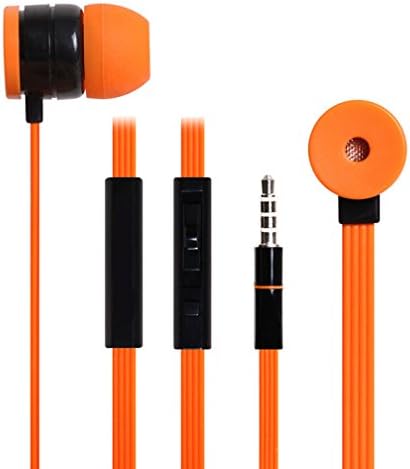 Slite(TM) Fashion Sports Piston Headphone 3.5MM In-Ear Flat Noodle Volume Control Earphone Earbuds with Microphone (Orange)