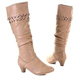 Damen Schuhe, Stiefel, 610, Synthetik in hochwertiger Leder Optik, Hellbraun, Gr 39