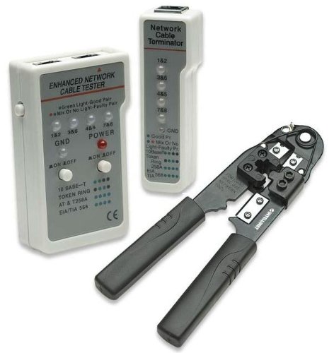 Intellinet Network Cable Tester with RJ-45 Crimping Tool
