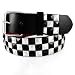 GENUINE LEATHER SNAP ON BLACK / WHITE STUDDED BELT WITH A DETACHABLE BUCKLE FITS ANY ...