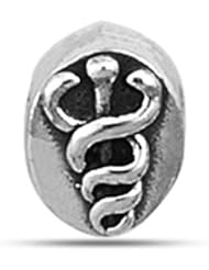 Caduceus Medical Alert Bead In Sterling Silver