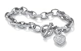 Platinum Over Sterling Silver Diamond Accent Heart Charm Bracelet 413qyvvMAnL. SL160 Platinum Over Sterling Silver Diamond Accent Heart Charm Bracelet