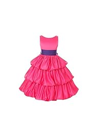 Girls Polyester/Satin  Tea Length  Dress With a Bow(s) and a Sash 