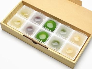 父の日ギフト 造花のバラのおまけ付 岐阜銘菓 栗きんとんの入り水まんじゅうなど5種類の水まんじゅう10個入り メッセージ付き 6月11日から6月15日着でお届けいたします。 ★説明文・免責を必ずご確認くださいませ★