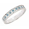 0.11ct Pave Set Blue Diamond Wedding Anniversary Band Ring 10K White Gold (SI Clarity, Blue Color)