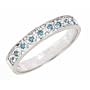 0.11ct Pave Set Blue Diamond Wedding Anniversary Band Ring 10K White Gold (SI Clarity, Blue Color)