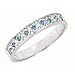 0.11ct Pave Set Blue Diamond Wedding Anniversary Band Ring 10K White Gold (SI Clarity, Blue Color)