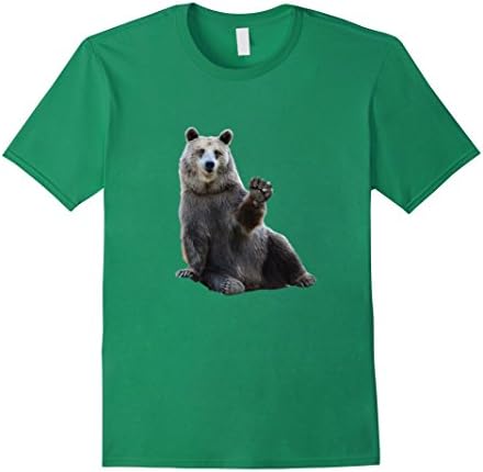 Men's  Grizzly Bear T-shirt - Cute Bear Greeting a Girl 3XL Kelly Green