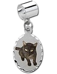 Sterling Silver Petite Oval Pandora Style Picture Charm 1/2 inch x 3/4 inch Sterling Silver