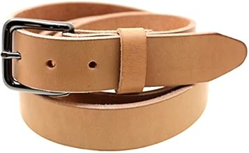 USA Made 1 3/8 Natural Tan Harness Leather Belt Burnished Natural Edge