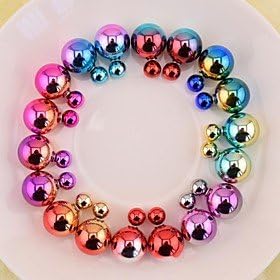 Ruisilp Earrings Colorful Double Faced Pearl Stud Earring Double Side Earring Two Way Wear 9 Colors Pearl Earrings for Women