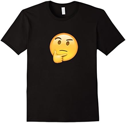 Men's Skeptical Thinking Eyebrow Raised Emoji Tee Shirt Large Black