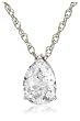 Platinum Plated Sterling Silver 10 x 7mm Teardrop Cubic Zirconia Pendant