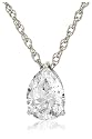 Platinum Overlay Sterling Silver 10x7mm Teardrop Cubic Zirconia Pendant