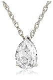  : Platinum Overlay Sterling Silver 10x7mm Teardrop Cubic Zirconia Pendant
