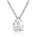 Platinum Plated Sterling Silver 10 x 7mm Teardrop Cubic Zirconia Pendant
