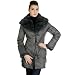 Jessie G. Women's Metallic Jacket with Thinsulate Filling and Rex Rabbit Fur Trim in Brown or Dark Gray image 6