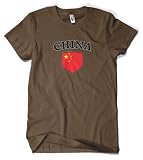 (Cybertela) China Flag Crest Men’s T-shirt Country Pride Shield Tee
