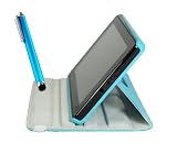 Bluecell Blue PU Leather Rotatable Adjustable Stand Case/Cover + Blue Stylus Universal Touch Screen Pen for Kindle Fire E-Book Reader WI-FI + Free Bluecell Cable Tie