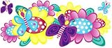 Butterfly and Flowers 3pc Large Wall Accent Stickers Kit Butterfly and Flowers - 3pc Large Wall Accent Stickers Kit