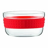 Bodum - 11336-294 - Pavina - 2 Saladiers en Verre avec Bande en Silicone - Diamètre: 12,5 cm - Rouge