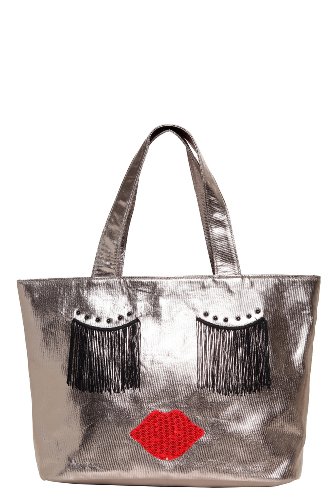 Betseyville – Pewter Bronze Fancy Face Tote Bag
