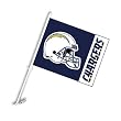 San Diego Chargers Car Flag W/Wall Brackett Set Of 2 - San Diego Chargers Car Flag